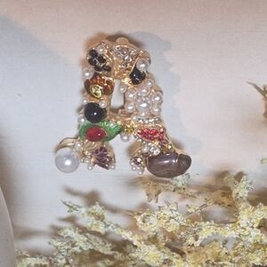 New Letter A Initial Name letter Jeweled Multicolor Brooch Personalized Gift